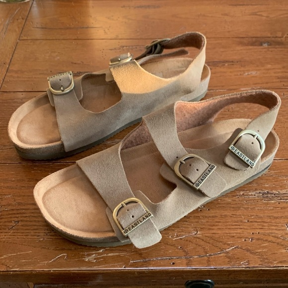 Eastland Charlestown Women’s Sandal Tan Double Strap Suede Buckle Close Size 11 - Picture 2 of 11